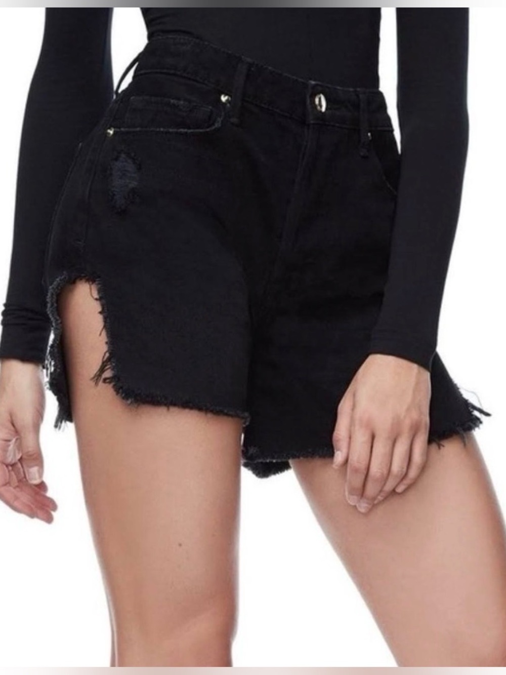 Good American Bombshell High Rise Cut Off Denim Shorts Size 8/29